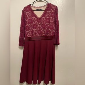 Burgundy formal dress.
